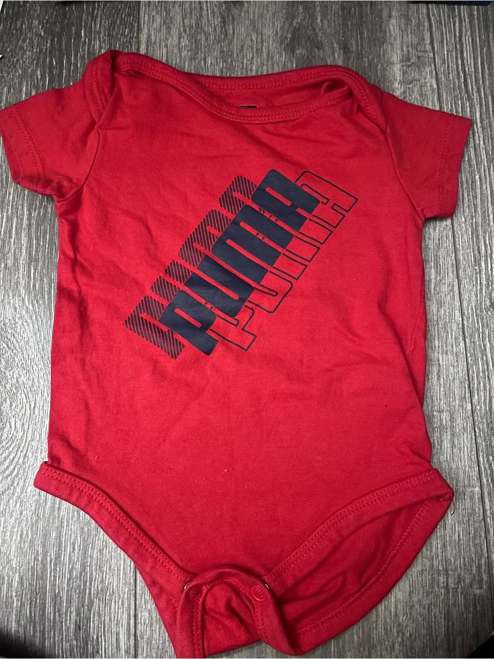 Puma Red Baby Bodysuit with Black Logo